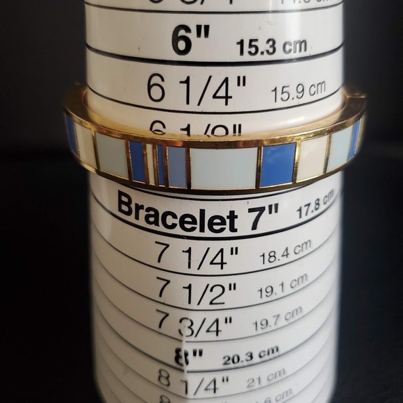 Kate Spade Work Wonders Blue & White Enamel Gold Plate Hinged Bangle Bracelet - Picture 8 of 8
